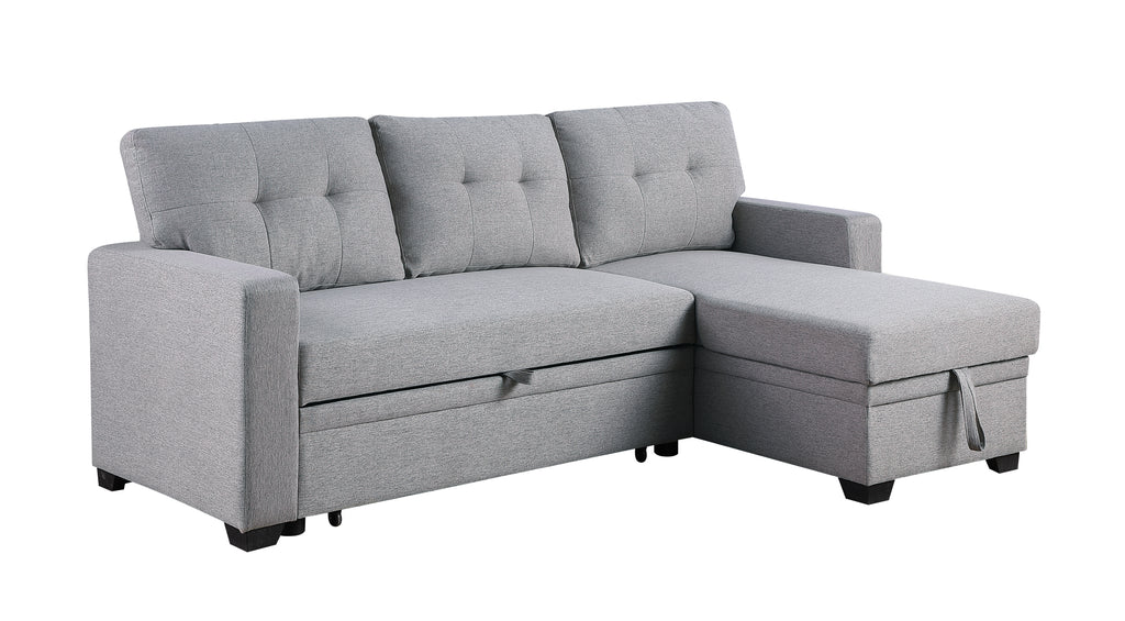 Upholstered Pull out Sectional Sofa with Chaise - Grand Goldman Shop