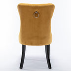 Nikki Collection Modern, High-end Tufted Solid Wood Contemporary Velvet Upholstered Dining Chair with Wood Legs Nailhead Trim 2-Pcs Set,Gloden, SW2001GL - Grand Goldman Shop