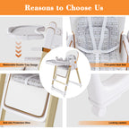 Convertible Baby High Chair to Rocker with 5-Point Harness, Foldable Infant Feeding Chair in White with Removable 2-Tier Easy