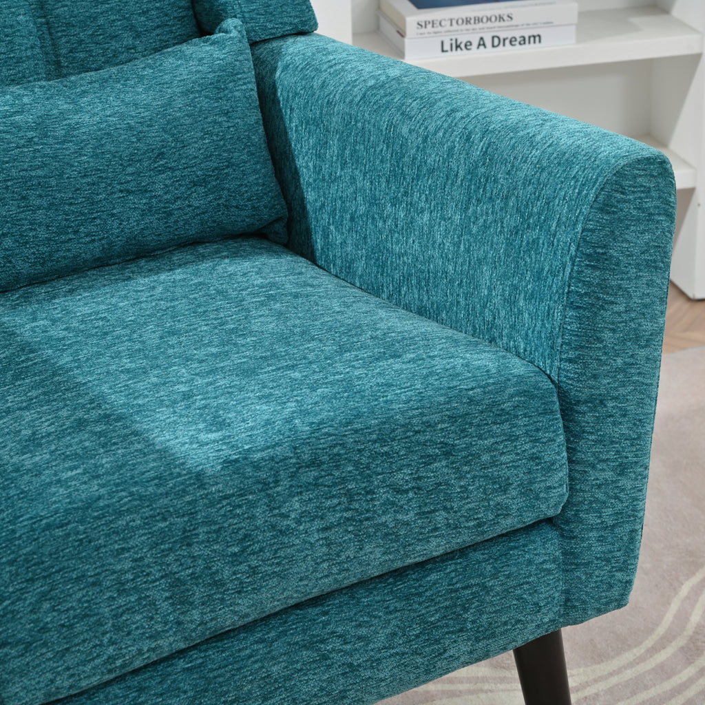 Modern Accent Chair Upholstered Foam Filled Living Room Chairs Comfy Reading Chair Mid Century Modern Chair with Chenille Fabric Lounge Arm Chairs Armchair for Living Room Bedroom (Teal) - Grand Goldman Shop