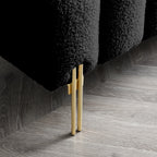 53.2' Width Modern End of Bed Bench Sherpa Fabric Upholstered 2 Seater Sofa Couch Entryway Ottoman Bench Fuzzy Sofa Stool Footrest Window Bench with Gold Metal Legs for Bedroom Living Room,Black - Grand Goldman Shop