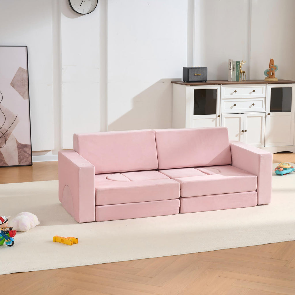 14 PCS Modular Kids Play Couch, Child Sectional Sofa, Versatile Toddler Soft Building Blocks Sofa Playset for Playroom Bedroo