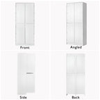 K&K 72' Tall Farmhouse Kitchen Pantry Cabinet with 8 Door Shelves, Curved Design Storage Cabinet with 3 Adjustable Shelves, Hidden Drawer, Versatile Cupboard for Kitchen, Dining & Bathroom, White - Grand Goldman Shop