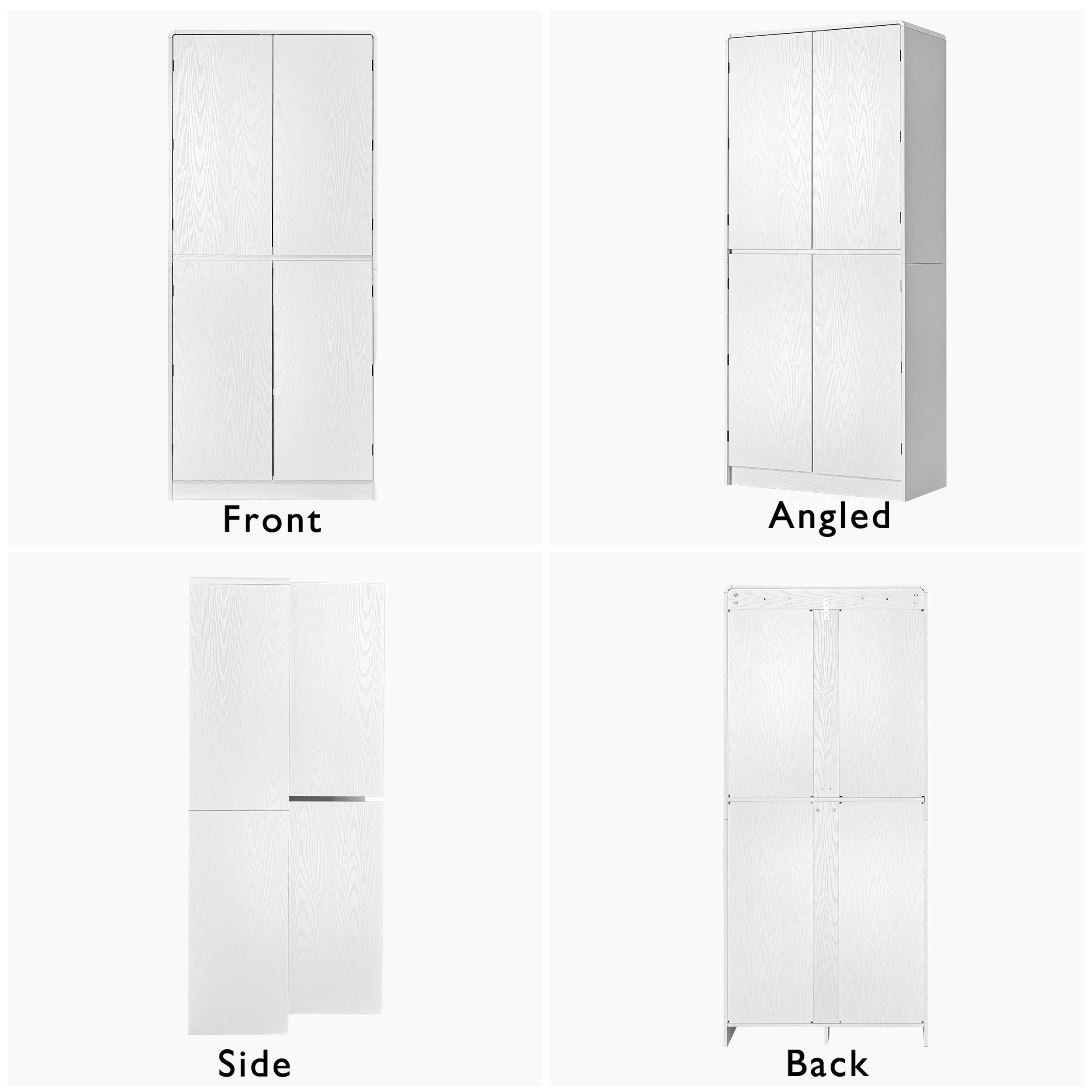 K&K 72' Tall Farmhouse Kitchen Pantry Cabinet with 8 Door Shelves, Curved Design Storage Cabinet with 3 Adjustable Shelves, Hidden Drawer, Versatile Cupboard for Kitchen, Dining & Bathroom, White - Grand Goldman Shop