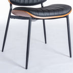 A&A Furniture, Dining Chairs Set of 2 Mid Century Modern Retro Faux Leather Chair with Walnut Bentwood Back Upholstered Seat Metal Legs Adjustable Foot for Kitchen Dining Room Chairs(Black PU) - Grand Goldman Shop