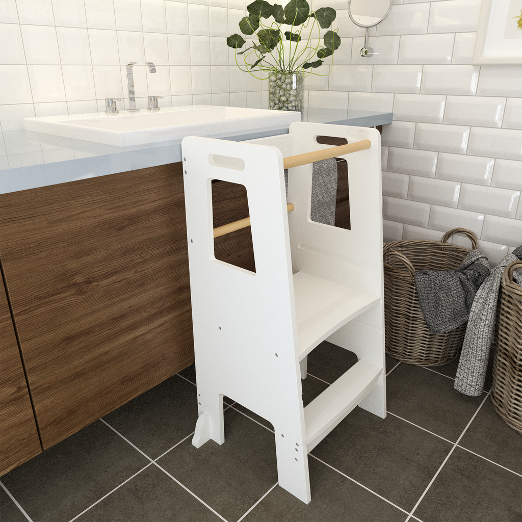Kids Standing Tower, Child Kitchen Step Stool Toddler Wood Stepping Stool - Children's Montessori Stool - Adjustable Height, 