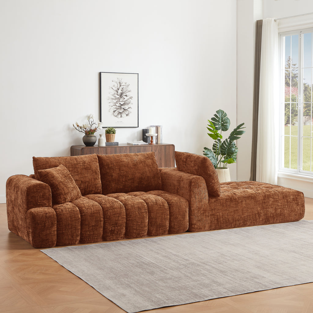Chenille L-Shape Luxury Sectional Oversized Sofa,Mnimalist Design,Comfy Sleeper Couch for Living Room,Apartment&Reception Spaces,No Assembly Required - Grand Goldman Shop