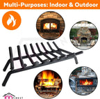 Fireplace Grate,Fireplace Log Holder,Heavy Duty Solid Cast Iron FIrewood Log Burning Rack for Inside The Fireplace Accessories Outood Fire Pit Kindling Fireplace Tools (33 inch) - Grand Goldman Shop