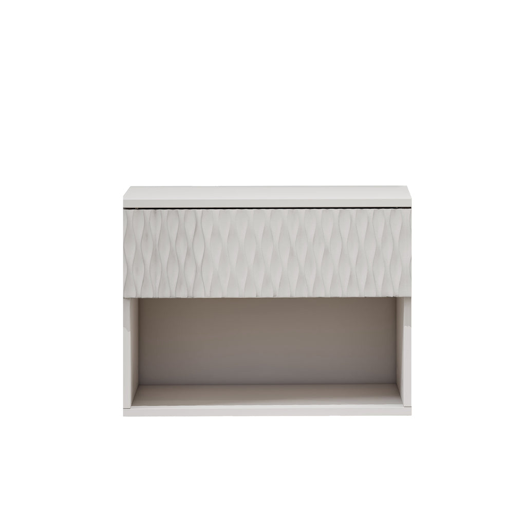set of 2 nightstand with Modern Wall-Mounted Drawer Cabinet: Open Shelf, 3-Stage Rails, Carved Design, Anti-Wobble, DIY, for Bedroom/Living Room/Office - Grand Goldman Shop