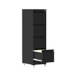 Black Heavy-Duty Metal 4 Drawer Locking Vertical File Cabinet with Wheels for Home & Office, 17.71'D x 15.16'W x 52.28'H | Pr
