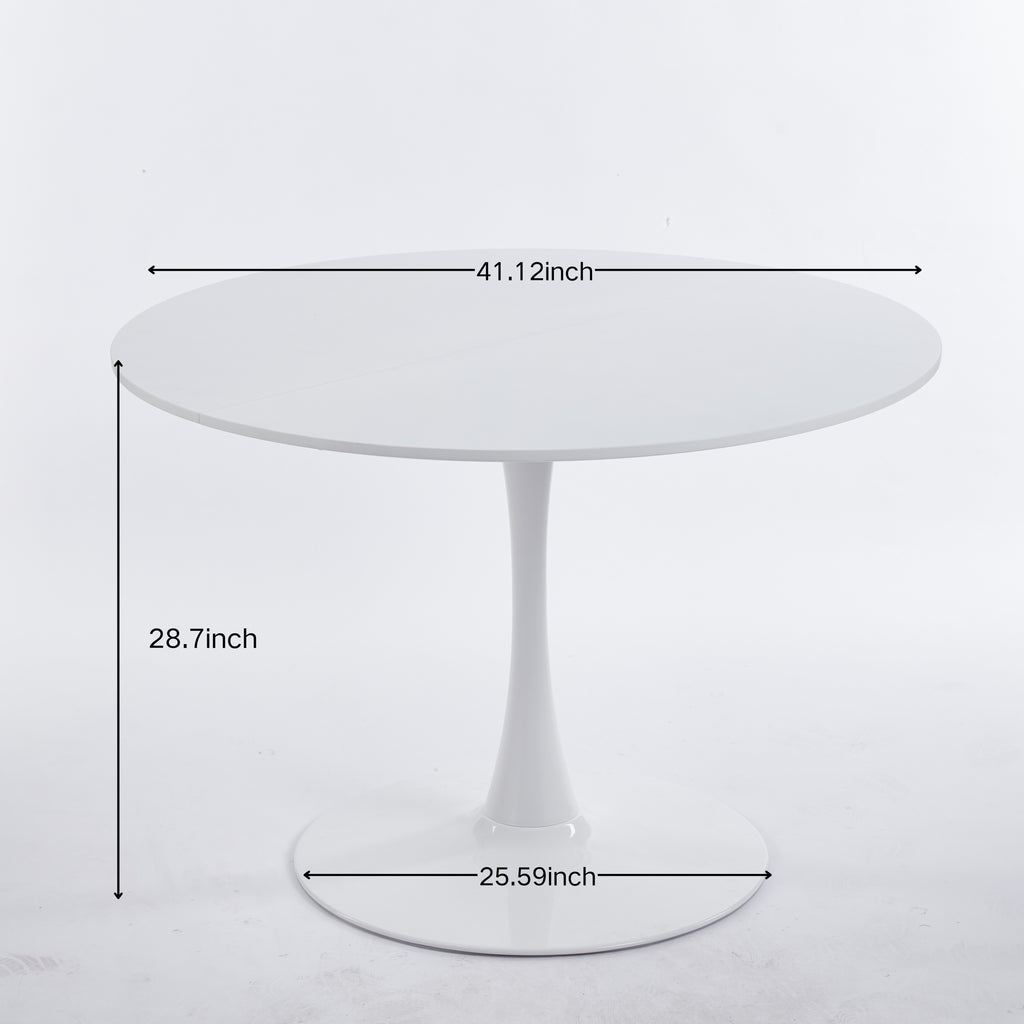 Mid-Century White Tulip Table with Round MDF Top and Metal Pedestal for 4-6 People, Coffee Table, Dining Table - Grand Goldman Shop