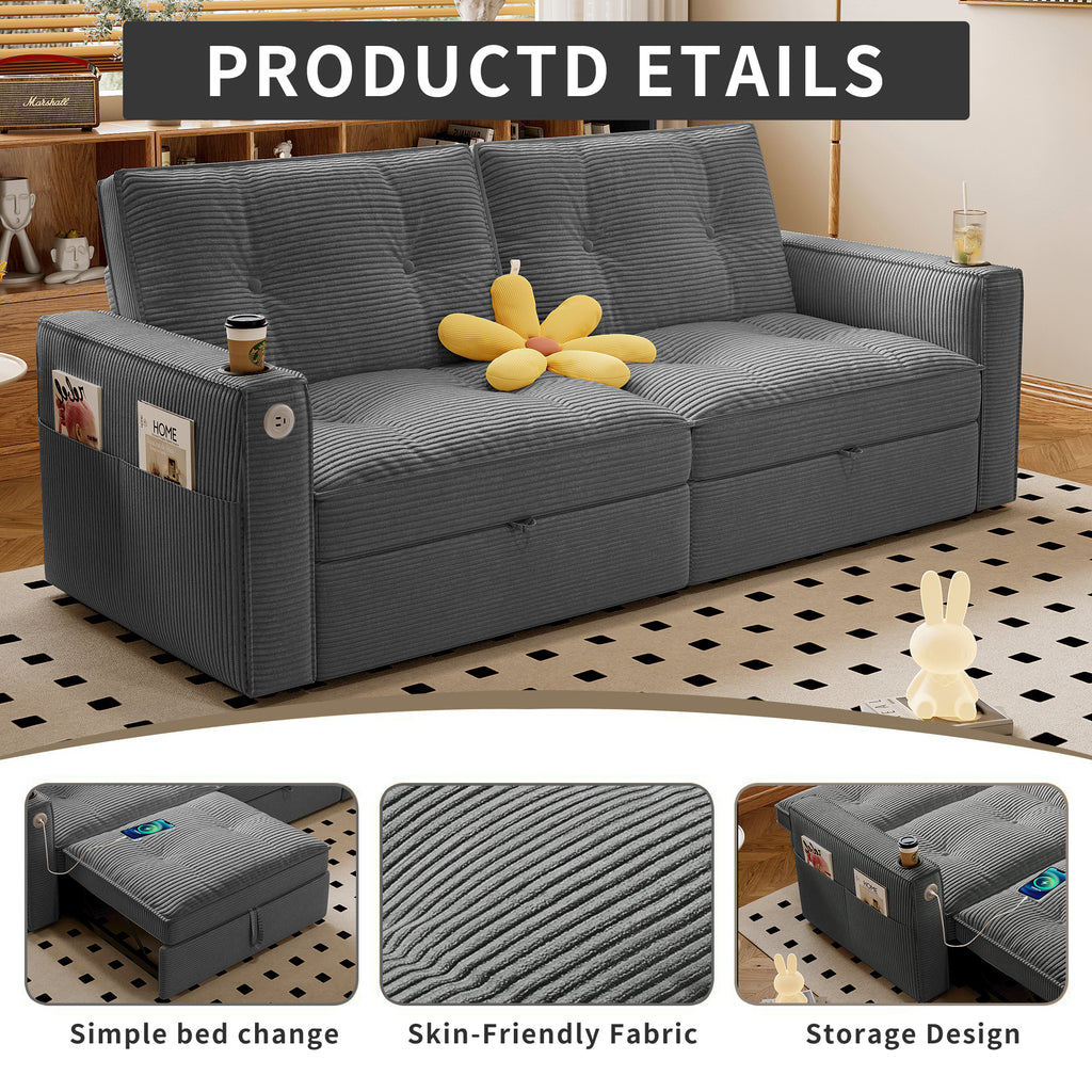 SOMNUS Multi-Functional Convertible Sofa Bed
2-in-1 Multi-Functional Sofa Bed (for Sitting & Sleeping), made of modern corduroy fabric, suitable for living rooms, bedrooms, apartments and small spaces - Grand Goldman Shop