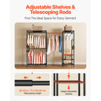 Clothing Garment Rack, Heavy Duty Clothes Rack, Freestanding Clothes Racks with Steel Frame, 800 lbs Load Capacity Closet Wardrobe with Storage Shelves for Bedroom, Clothing Store, Hallway - Grand Goldman Shop