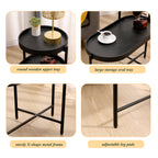 2-Tier Black Side Table with Storage Sofa Table for Living Room Metal Frame & Wooden Desk End Table - Grand Goldman Shop