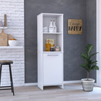 Eiffel Kitchen Pantry, Two External Shelves, Single Door Cabinet, Two Interior Shelves White -White | Premium Home Decor - Gr