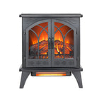 Classical 24-Inch 3D Flame Electric Infrared Quartz Fireplace Stove with Remote Control, Antique Black, Tempered Glass & Sheet Metal - Grand Goldman Shop