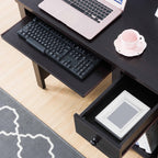 Student desk with hutch home office desk 39'W Compact desk Writing Desk Laptop Desk Red Cocoa Espresso One drawer Keyboard Dr