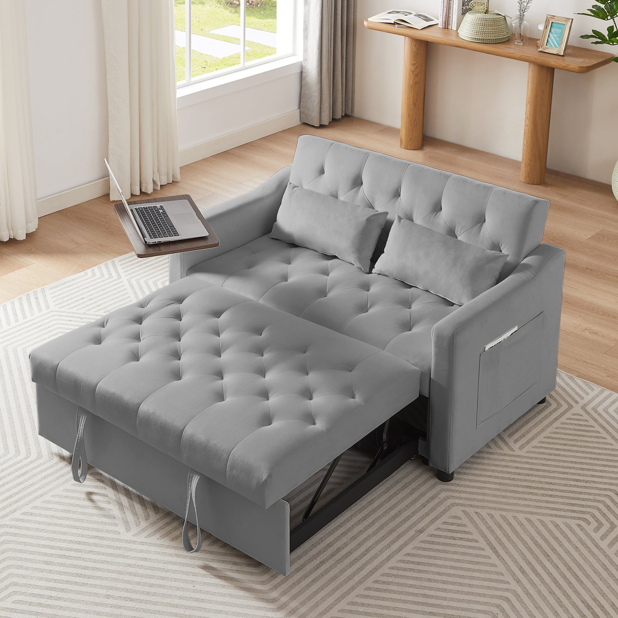 GREY VELVET SOFA BED - Grand Goldman Shop