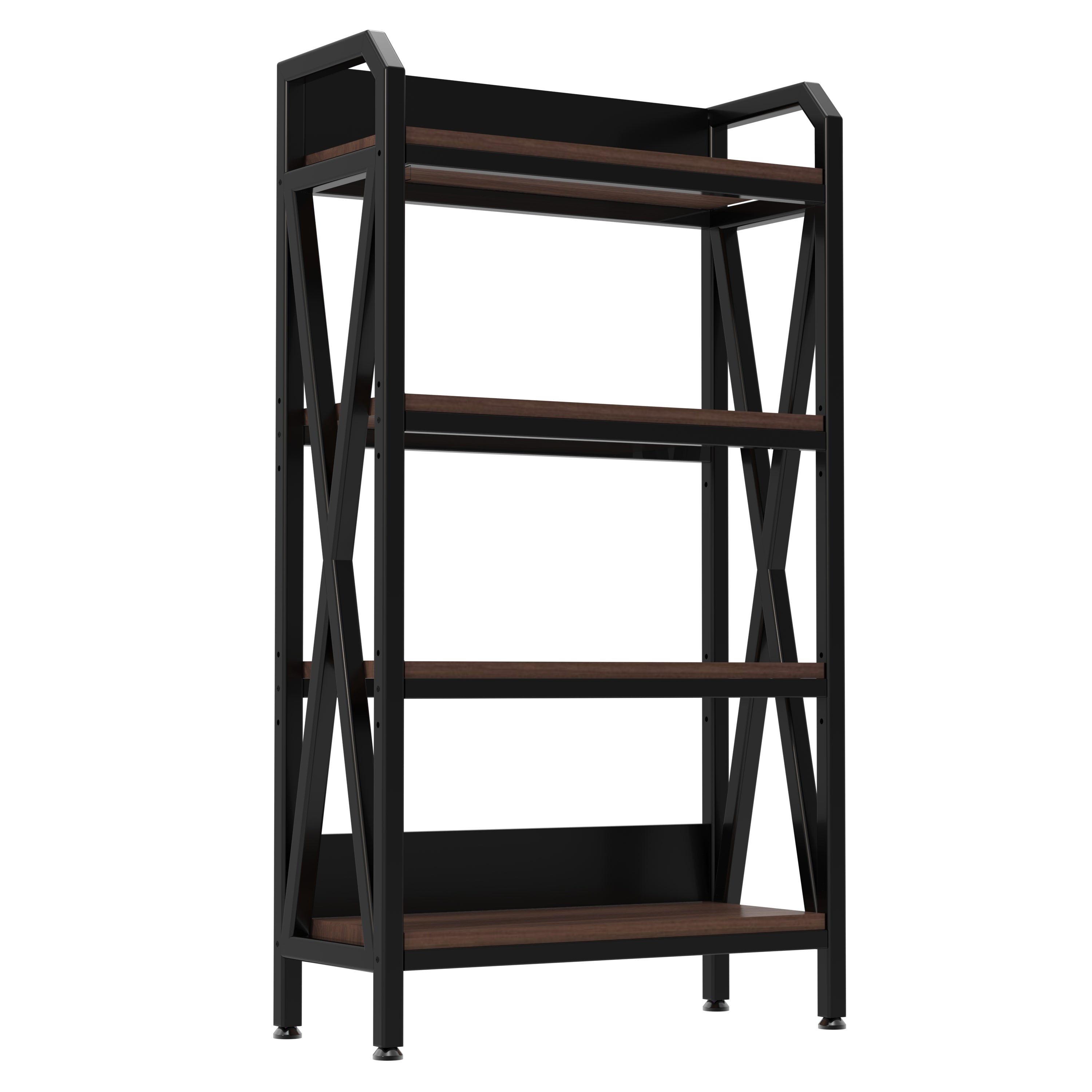 56.30'' Bakers Rack 4-Level Storage Shelves Metal and Wooden Kitchen Shelves, Kitchen Organizers and Storage, for Garage, Pantry, Bathroom, Closet ,33.50'' Length - Grand Goldman Shop