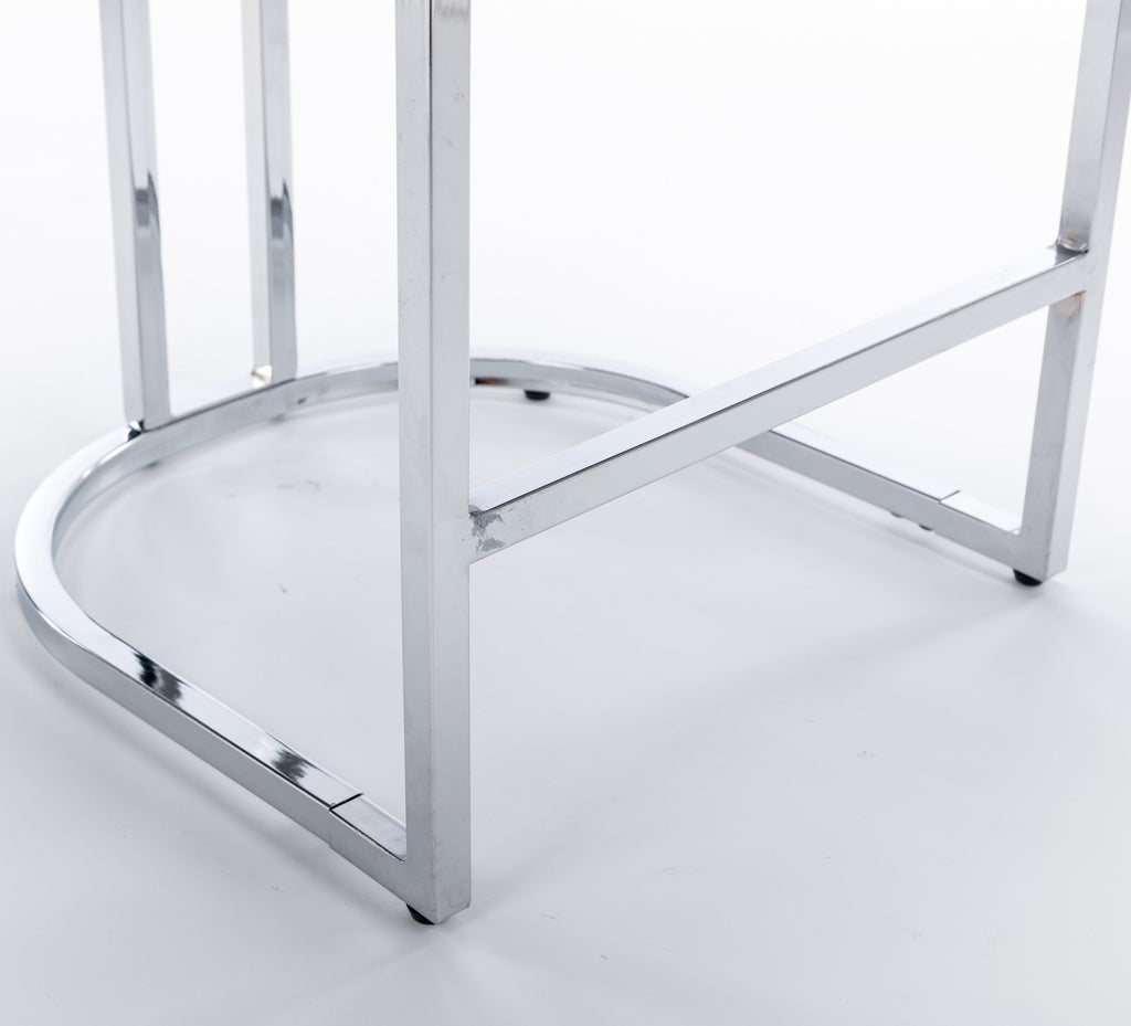 26' Counter Height Bar Stools Set of 2, Modern Velvet Barstools with Button Back&Rivet Trim Upholstered Kitchen Island Chairs with Sturdy Chromed Metal Base Legs Farmhouse Bar Stools, (Gray,2 Pack) - Grand Goldman Shop