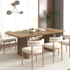 Modern Dining Table for 6-10 People, Wood Kitchen Table with Double Robust Pedestal, Wooden Dinner Table for Dining Room - Grand Goldman Shop