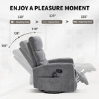 Heat Massage Manual Recliner Chair with Rocker and Swivel in Fabric for Living Room, GREY - Grand Goldman Shop