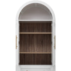 K&K 71' Tall Arched Kitchen Pantry Cabinet with 2 Large Drawers, Modern Farmhouse Kitchen Storage Cabinets with Adjustable Shelves, Glass Door, Wood Versatile Cupboard for Kitchens, Dining Room, White - Grand Goldman Shop