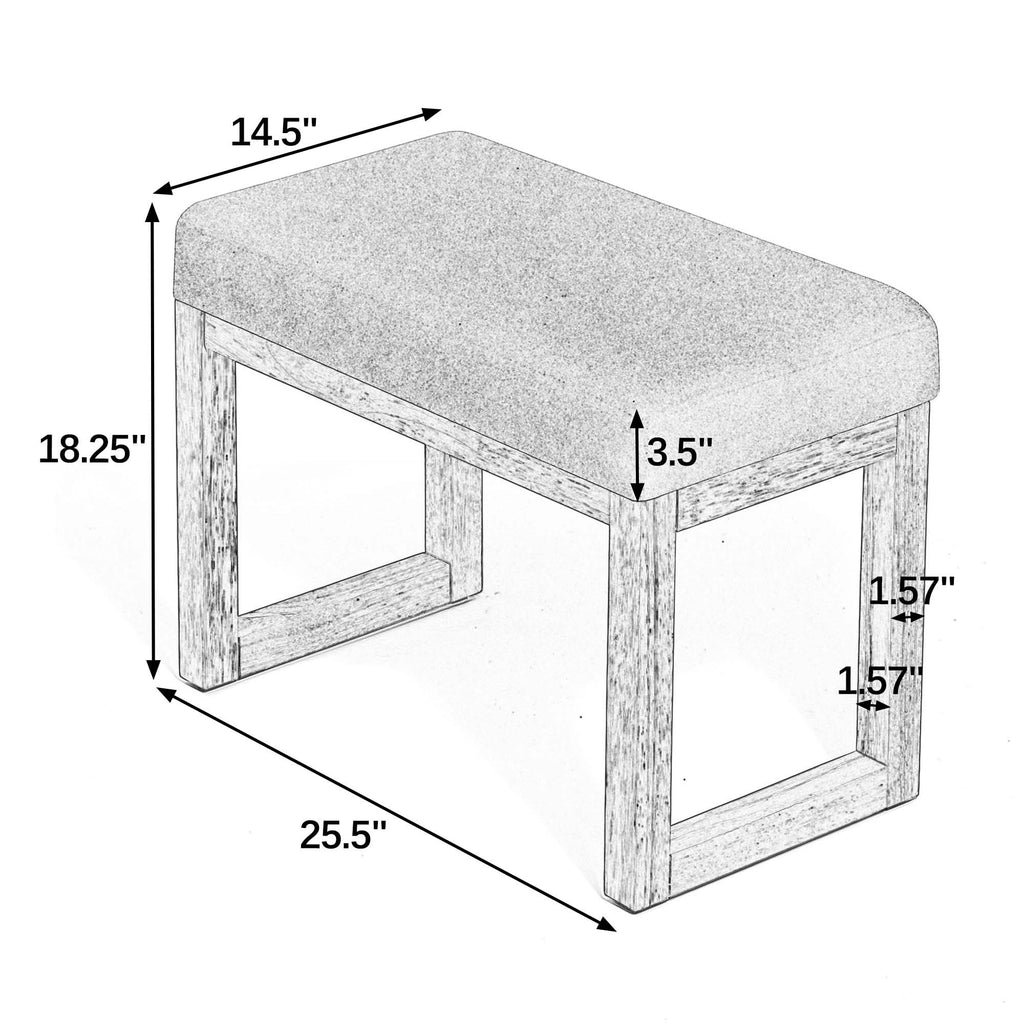 Shoe-changing bench, a shoe-changing bench with a wooden frame and a soft cushioned seat, can be placed freely and is suitable for small spaces without taking up much space -Dark Gray - Grand Goldman Shop