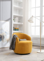 Teddy Fabric Swivel Accent Armchair Barrel Chair With Black Powder Coating Metal Ring,Yellow - Grand Goldman Shop