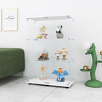 Two-door Glass Display Cabinet 3 Shelves with Door, Floor Standing Curio Bookshelf for Living Room Bedroom Office, 49.3'*31.7