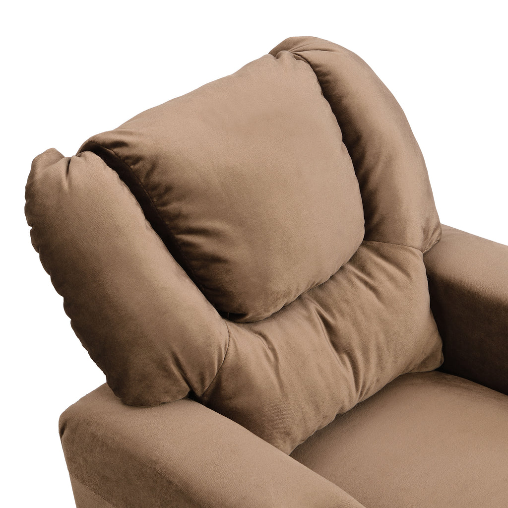 Sally Deluxe Kids Recliner Chair with Cup Holder and Footrest in Brown Velvet - Grand Goldman
