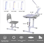 Desk for Kids Desk and Chair Set Kids Art Desk Drafting Table Desk Set with Adjustable Height, 40-Degree Tiltable Children De
