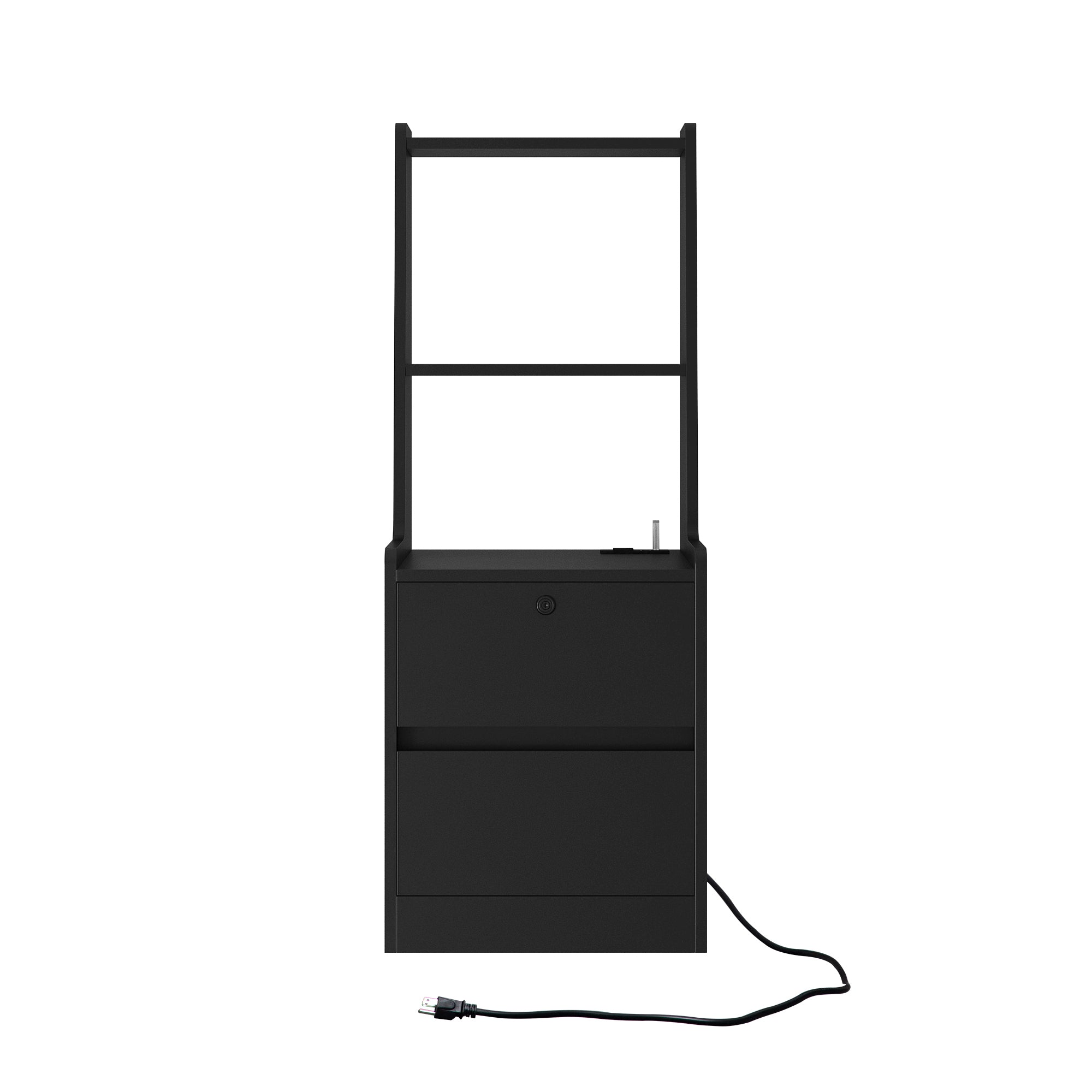Nightstands Set of 2, with Charging Station, Smart Nightstand with Night Light, Modern Night Stand with Bookshelf, Bedside Tables with Storage Cabinet for Bedroom, Black - Grand Goldman Shop