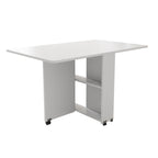 Folding Drop Leaf Dining Table with 6 Wheels and 2-Layer Storage Shelf, Space Saving Table for Small Spaces, 47.2 inch D x 23.6 inch W x 30.3 inch H, White - Grand Goldman Shop