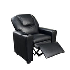 Carisa 23'W Black PU Leather Kids Recliner Chair with Cupholder | Premium Home Decor - Grand Goldman