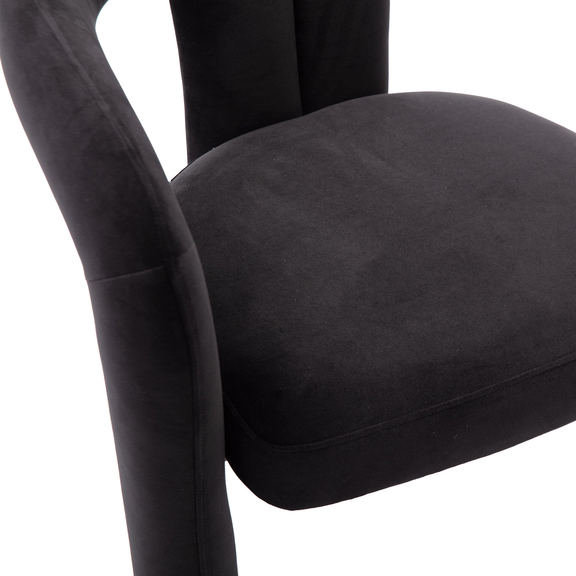 Contemporary Designed Velvet Fabric Upholstered Accent/Dining Chair /Barrel Side Chairs Kitchen Armchair for Living Room set of 2 (Black Velvet) - Grand Goldman Shop