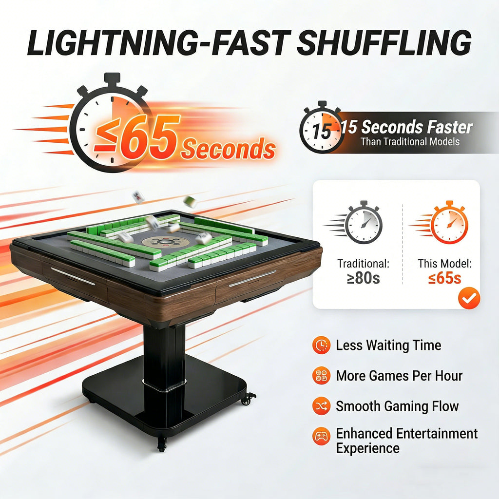 Foldable Ultra-Thin Automatic Mahjong Table with Wheels, 42mm Numbered Tiles (Chinese & American Style), 2 Magnetic Tile Sets