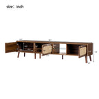78' TV Stand for 75/80/85 inch TV with Walnut Finish, Ample Storage and Open Shelving in Solid Wood and Glass - Grand Goldman Shop
