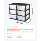 2 Pack Plastic Storage Drawers Storage Dresser Organizer Bins 6 Drawers - Grand Goldman Shop