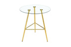 36 Inch Height Bar Table, 34 Inch Round Tempered Glass Top Pub Table with Chrome-Plated Golden Metal Legs, Modern Bistro Table for Kitchen Island/Bar/Cafe - Grand Goldman Shop