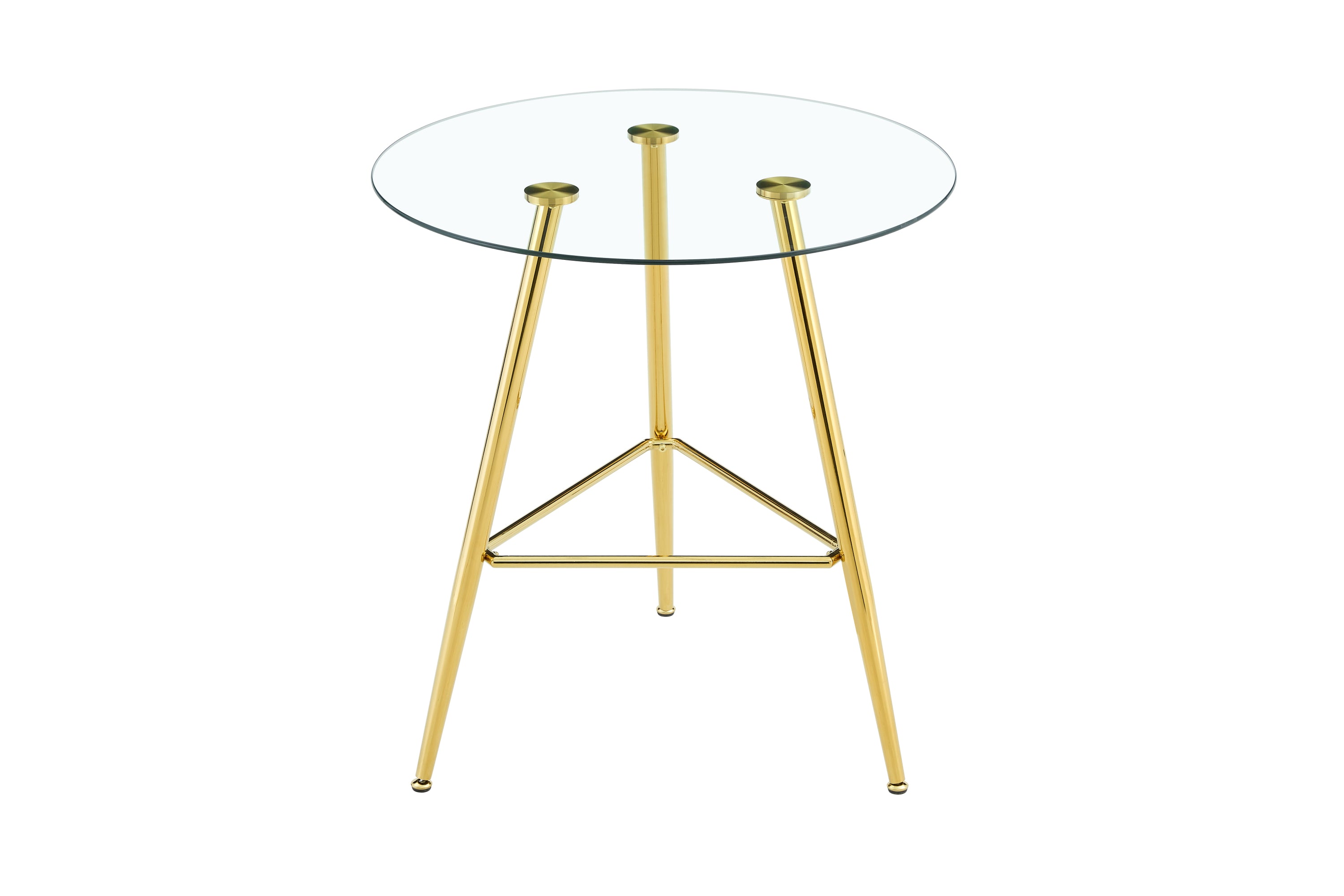 36 Inch Height Bar Table, 34 Inch Round Tempered Glass Top Pub Table with Chrome-Plated Golden Metal Legs, Modern Bistro Table for Kitchen Island/Bar/Cafe - Grand Goldman Shop