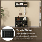 ON-TREND Shoe Storage Bench with Shelves and 4 Hooks, Elegant Hall Tree with Wall Mounted Coat Rack, Entryway Organizer For Hallway, Foyer, Mudroom, Black - Grand Goldman Shop