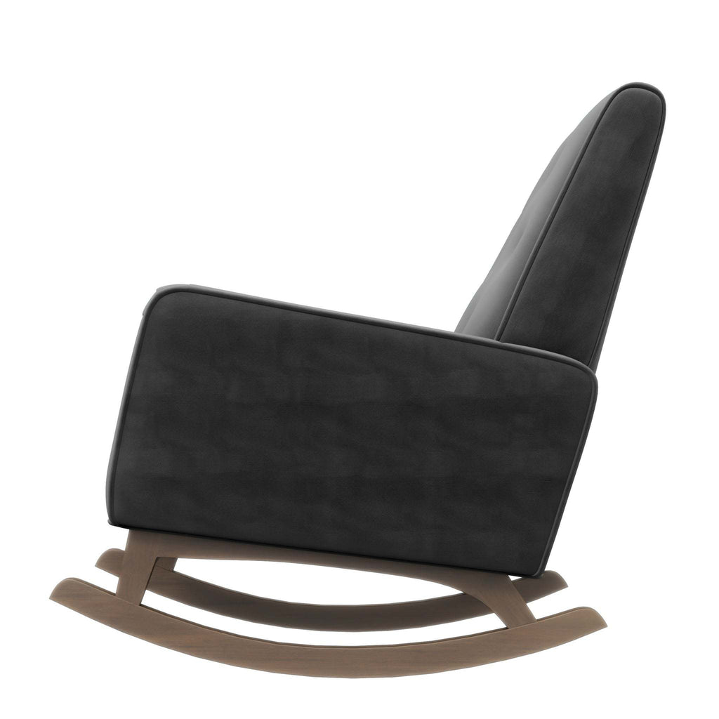 Elegant Style Demetrius Dark Grey Fabric Rocking Chair with Solid Wood Frame for Living Room and Nursery 36.6'H x 27.5'W x 39'D for Living Room Bedroom Reading - Grand Goldman Shop