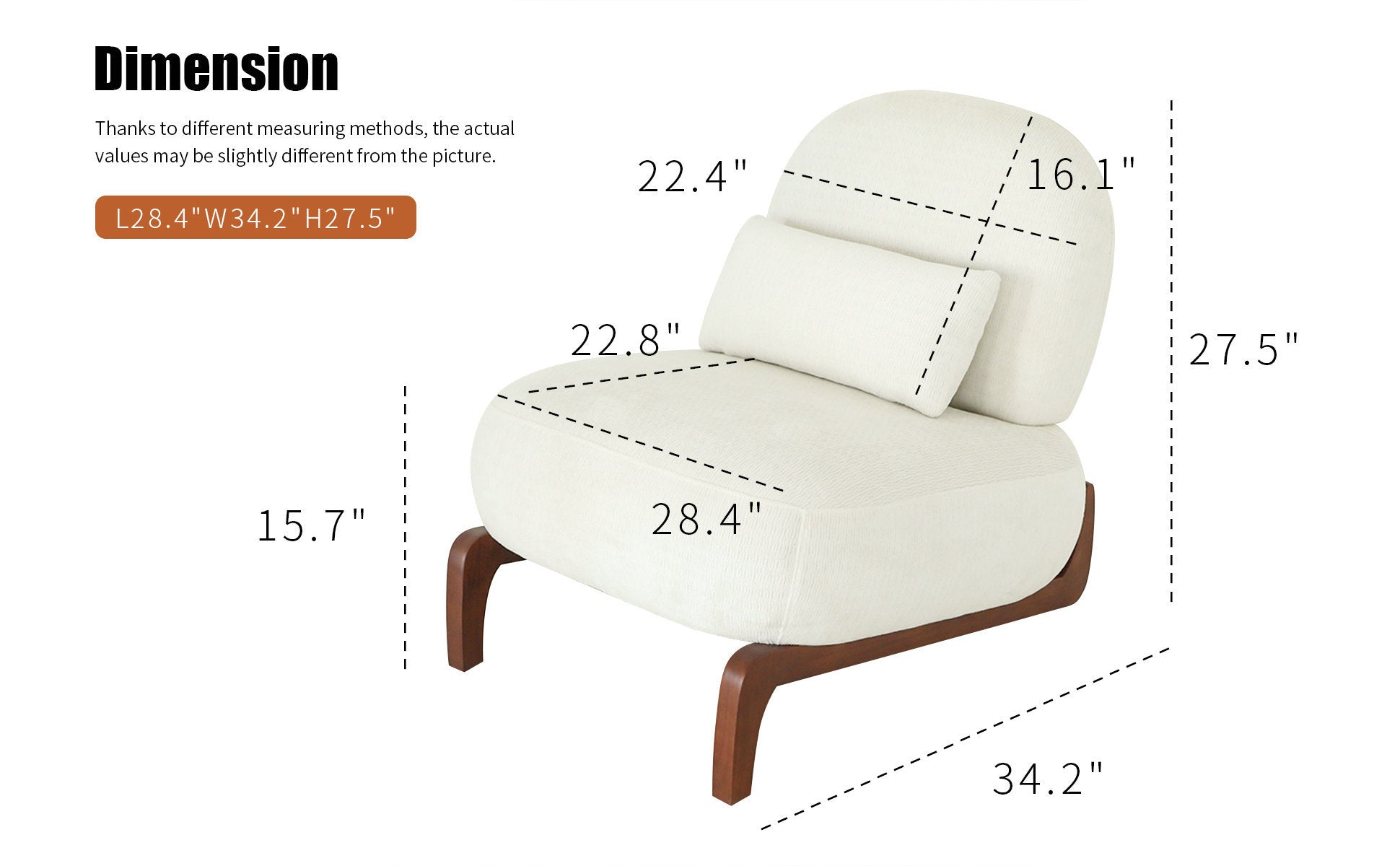 Cute Accent Chair with Solid Wood Legs, Living Room Chair with Soft Fabric Cushion, Cozy Bedroom Chair, Comfy Armless Reading Chair for Apartment, Waiting Room, Balcony (White) - Grand Goldman Shop