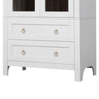 K&K 71' Tall Arched Kitchen Pantry Cabinet with 2 Large Drawers, Modern Farmhouse Kitchen Storage Cabinets with Adjustable Shelves, Glass Door, Wood Versatile Cupboard for Kitchens, Dining Room, White - Grand Goldman Shop