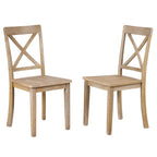Modern Natural Wood Wash Dining Table Set for 4 with Round Table and Chairs, Solid Wood and MDF - Grand Goldman Shop