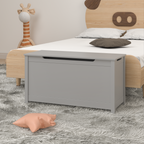 Kids Wooden Toy Box Storage with Safety Hinged Lid for Ages 2+ (Gray) - Grand Goldman
