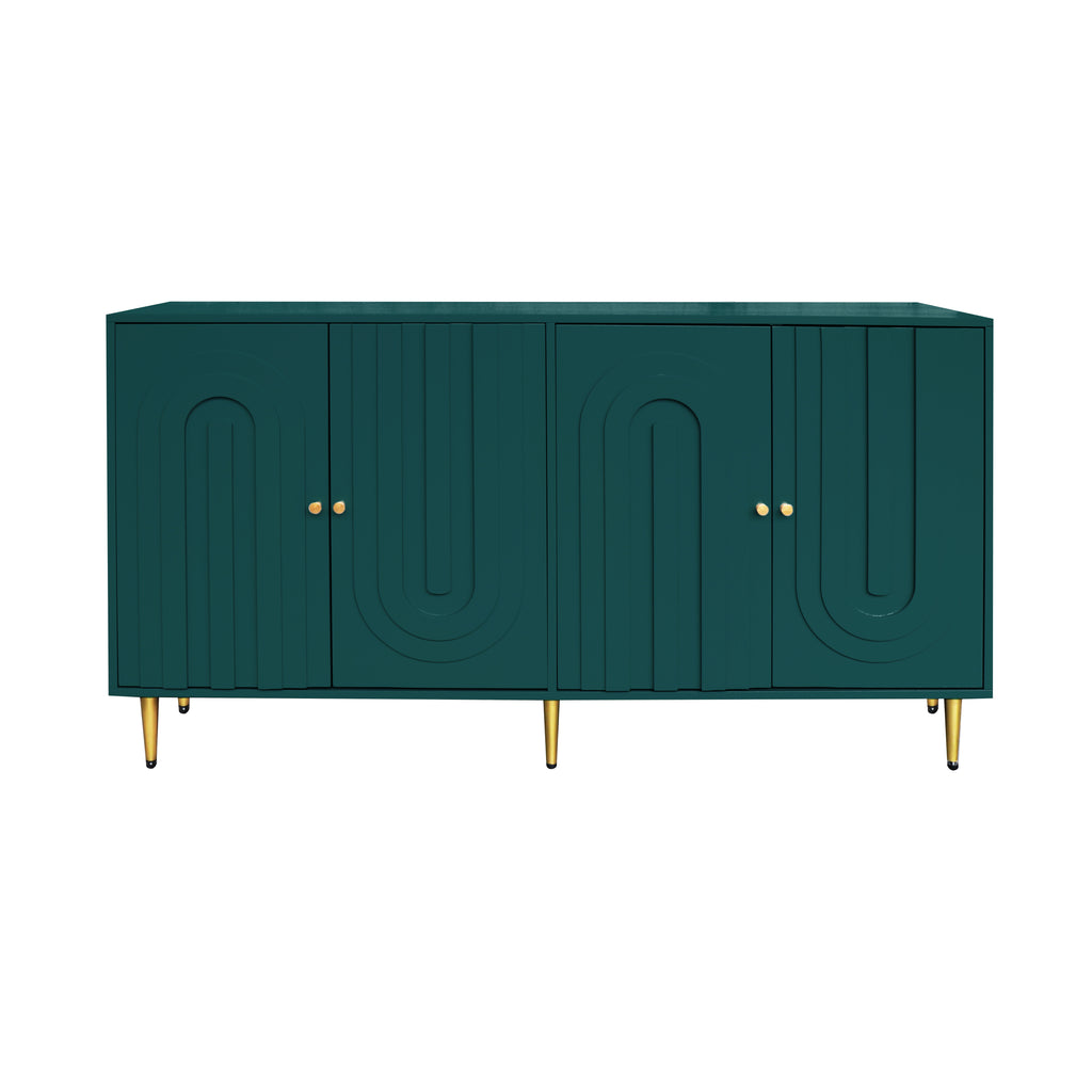 Modern Green Lacquered 4 Door Wooden Cabinet Sideboard Buffet Server Cabinet Storage Cabinet, for Living Room, Entryway, Hallway, Office, Kitchen and Dining Room - Grand Goldman Shop