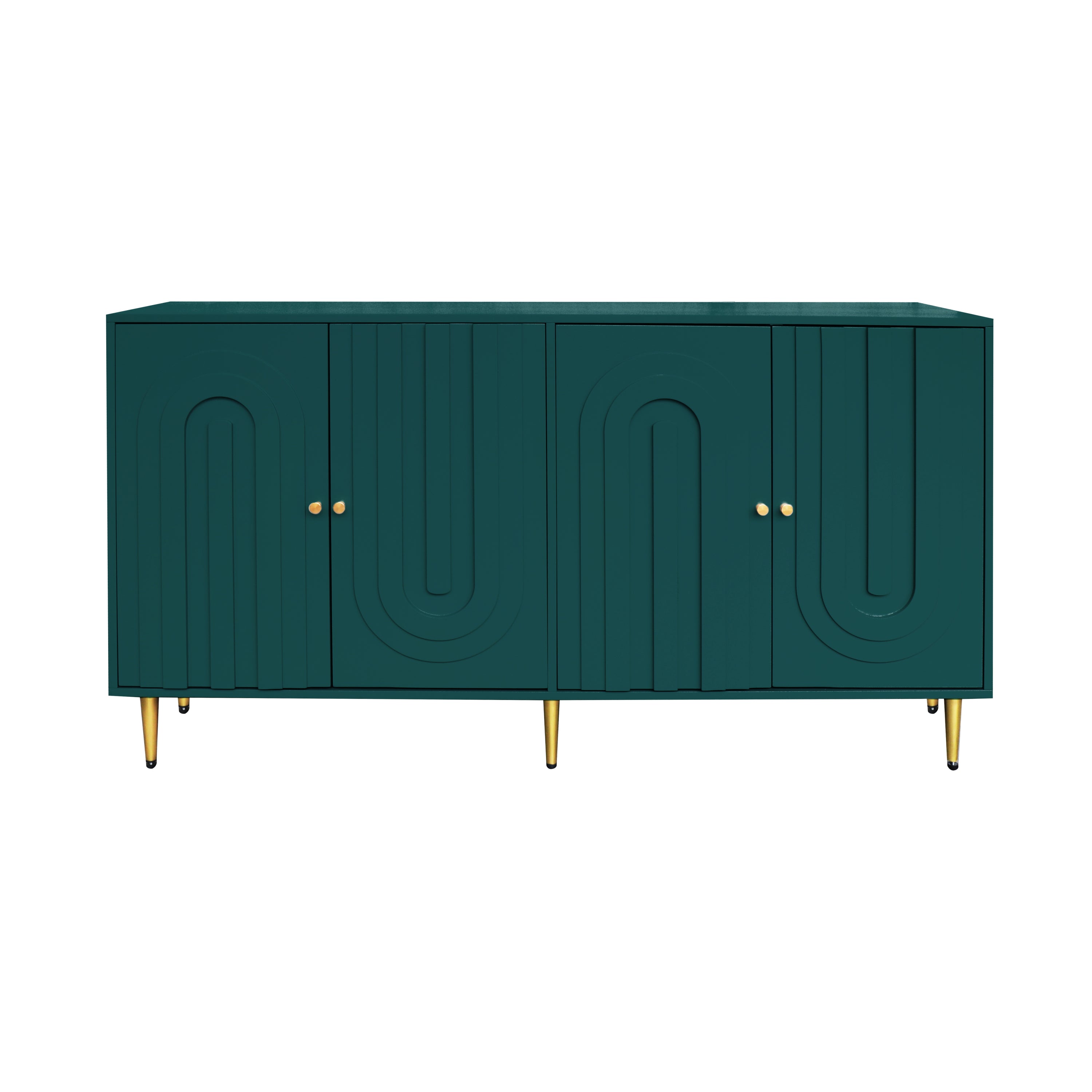 Modern Green Lacquered 4 Door Wooden Cabinet Sideboard Buffet Server Cabinet Storage Cabinet, for Living Room, Entryway, Hallway, Office, Kitchen and Dining Room - Grand Goldman Shop
