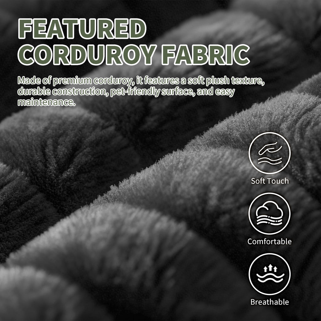 57' Modern 2-Seater Corduroy Sofa With Removable Backrest & Seat Cushions,Padded Armrests,High Rebound Sponge Filled with Solid Wood and Composite Frame,Easy Assembly For Living Room,Bedroom,Office. - Grand Goldman Shop
